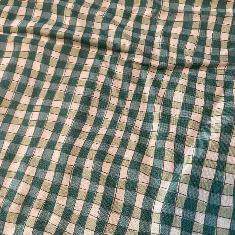 Custom Made Duvet Full/Double Floral Green Check w/ Button Closure 80x 80